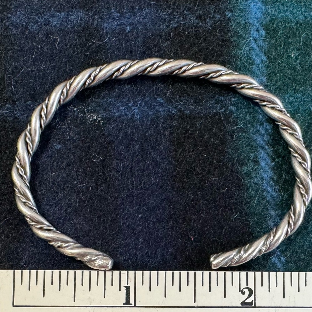 Adjustable solid sterling silver open women’s bangle bracelet. Hand made.